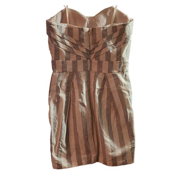 BCBG Ruched Front Pockets White Gray Strapless Dress Size 2 - Picture 2 of 4